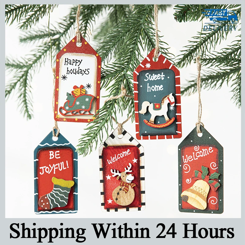 Christmas Decorations/Wooden Pendants/Color Old Car Pattern Pendant/ChristmasTree Ornaments/Party Decorations/Kids Gift