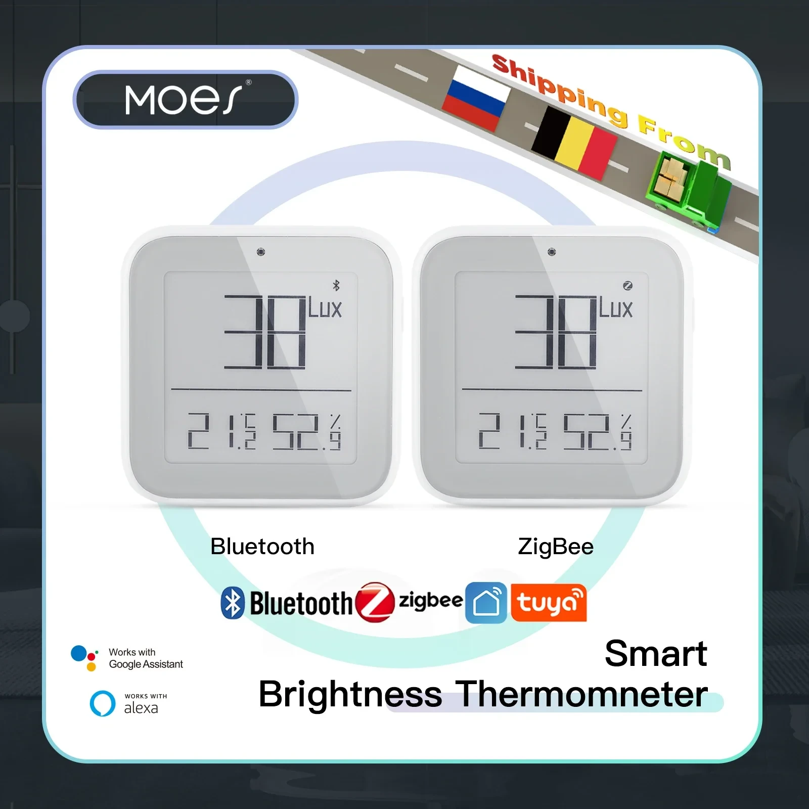 Moes Smart ZigBee Bluetooth Mesh Brightness Thermometer Light Temperature Humidity Sensor Tuya Smart App Control