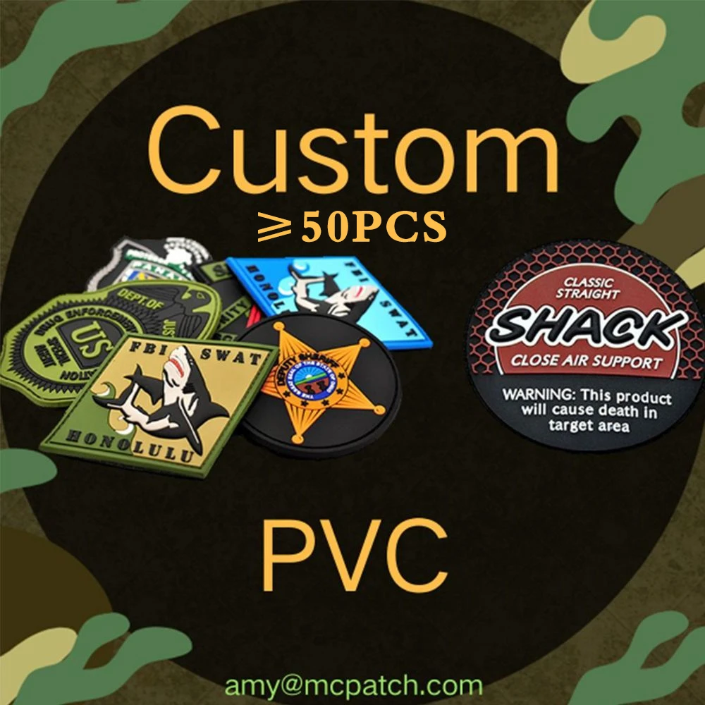 Custom PVC Patch Rubber Badges Hook and Loop for Caps Hats Bags 2D 3D Patches Tactical Punk Military Applique Helmet Arm Emblem