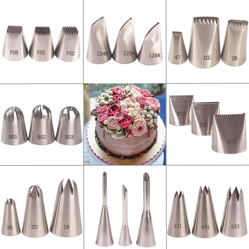 Large Russian Tips Set Rose Flower Cake Decor Piping Nozzles Sphere Ball Icing Confectioners Pastry Tips Cake Decorating Tools