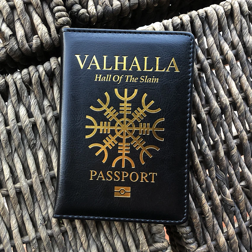 Vikings Valhalla Passport cover Cover vikings Helmet of Horror Aegishjalmur Passport holder Gift for him Passport cover Travel