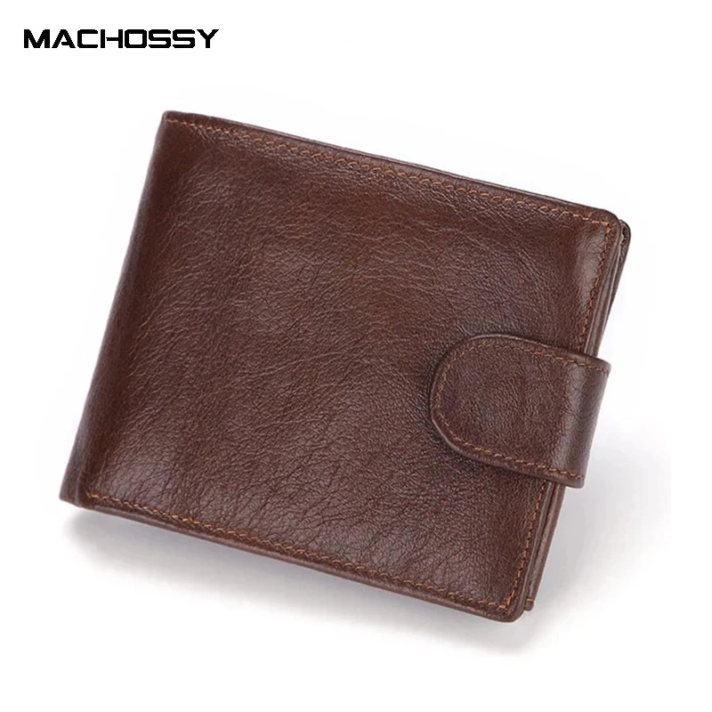 Brand Men Wallets Genuine Leather Short Coin Purse Fashion Hasp Wallet For Male Portomonee with Card Holder Photo Holder