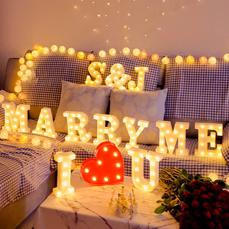 16cm Luminous LED Letter Night Light 26 English Alphabet Number Battery Lamp Diwali Romantic Wedding Party Decoration Christmas