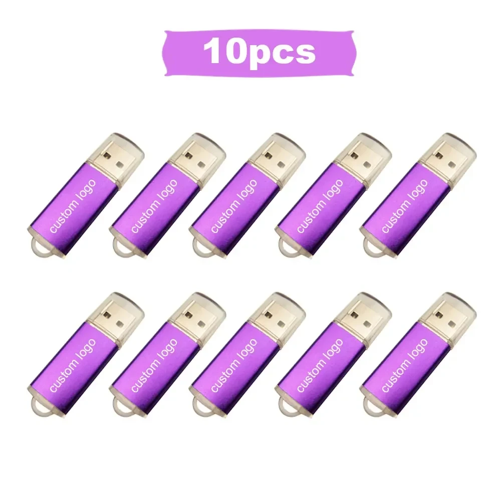 10pcs/lot USB 2.0 Flash Drive 64GB 32GB Pen Drive Mini Memory Stick Pendrive 4GB 8GB 16GB U Disk Thumb Flash Disk Free Logo Gift