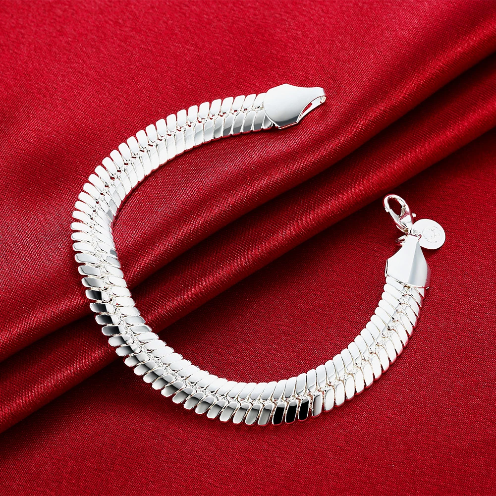 925 Sterling silver 10MM Snake 21.5cm Noble wedding for WOMEN MEN noble fashion jewelry Mens chain Bracelet H231