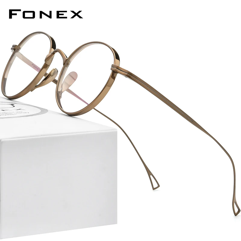 FONEX Pure Titanium Glasses Frame Men Retro Round Prescription Eyeglasses Women 2021 New Vintage Myopia Optical Eyewear F85651