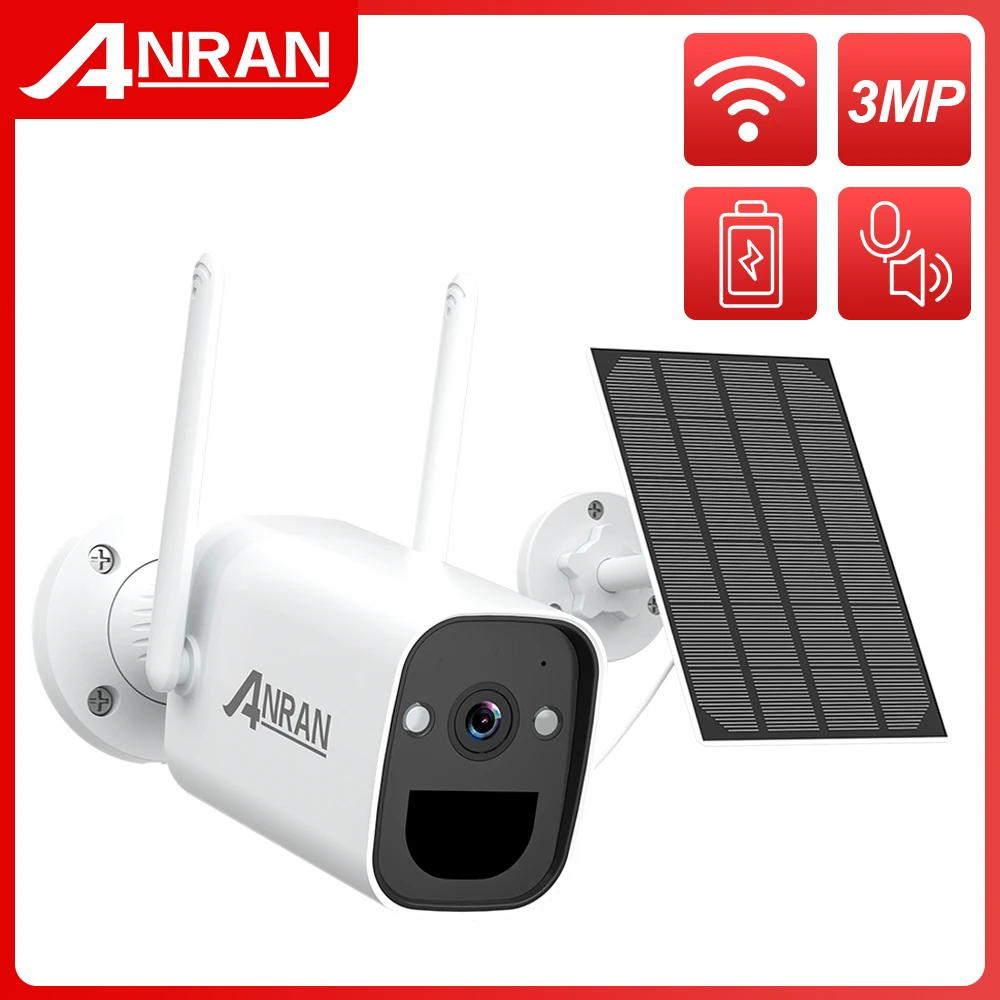 ANRAN Wireless Surveillance Camera 1296P WIFI Outdoor IP Camera Smart Security Camera Rechargeable Battery PIR Alarm Waterproof