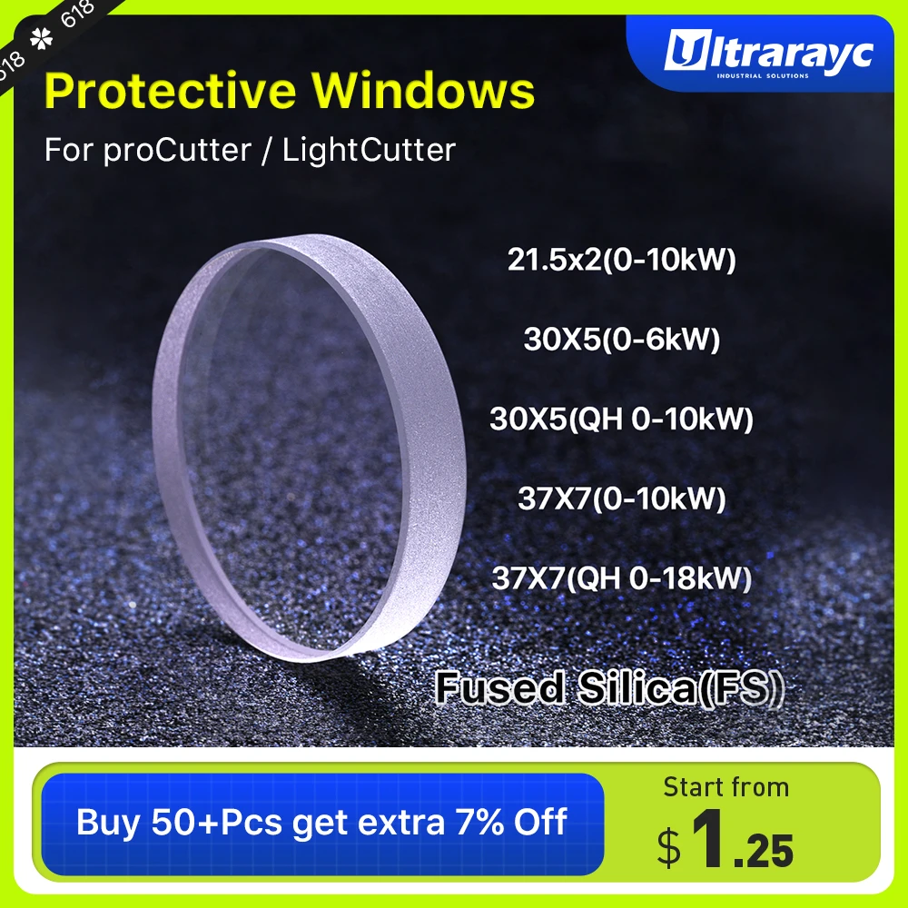 Ultrarayc Laser Protective Windows 21.5×2/30×5/37×7mm Optical Lens for Precitec Procuttor & Lightcutter& SolidCutter 0-18kW Head