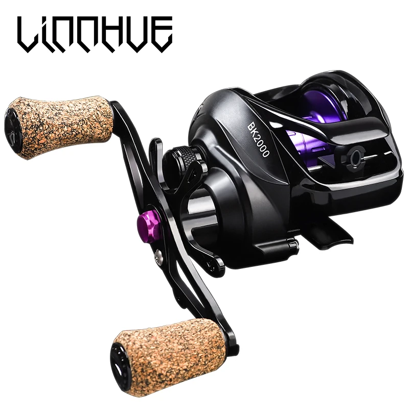 LINNHUE Baitcasting Reel BK2000 Fishing Reel 7.2:1 High Speed 5.5KG Max Drag Magnetic System Wood Handle SaltWater Reel Fishing