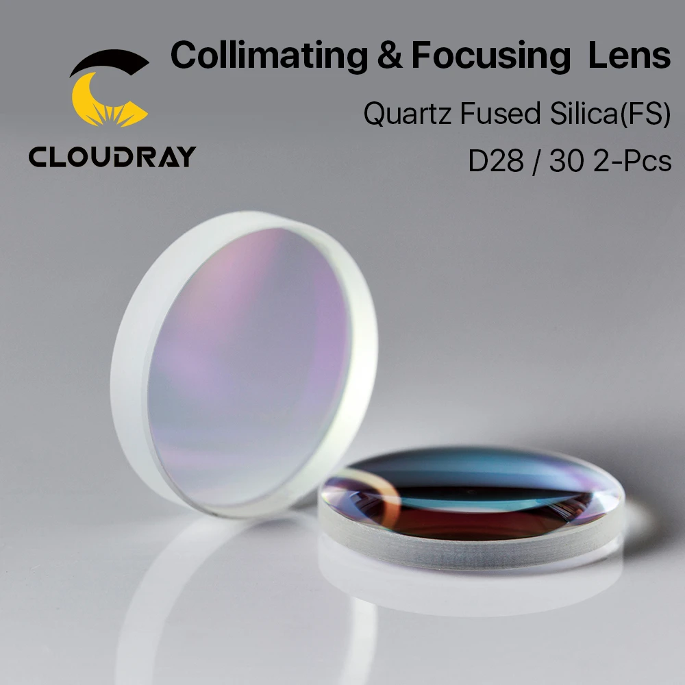 Spherical Focusing Lens D28 D30 F75/100/125/150/155/200mm 2Pcs Quartz Fused Silica for High Energy Fiber Laser 1064nm
