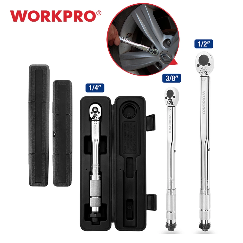 WORKPRO Torque Wrench 1/4'' 3/8'' 1/2'' Square Drive Socket Wrench Two-way Ratchet Wrench Car Repair Hand Tools Spanner Key