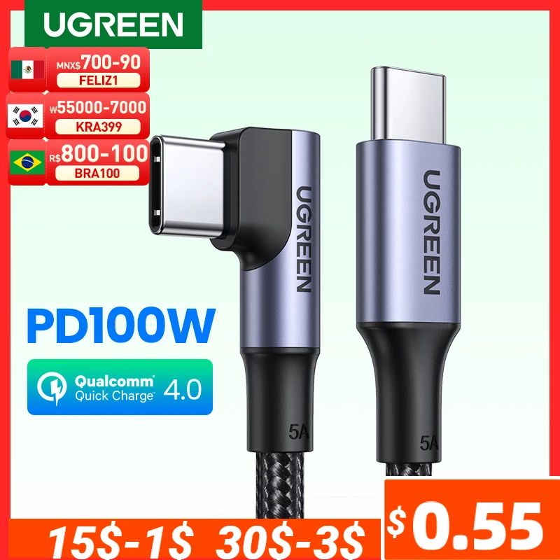 UGREEN USB Type C to USB C Cable for Samsung S9 S8 Plus PD 60W Fast Quick Charger 4.0 USB-C Cable for Macbook Pro Air USB Cord