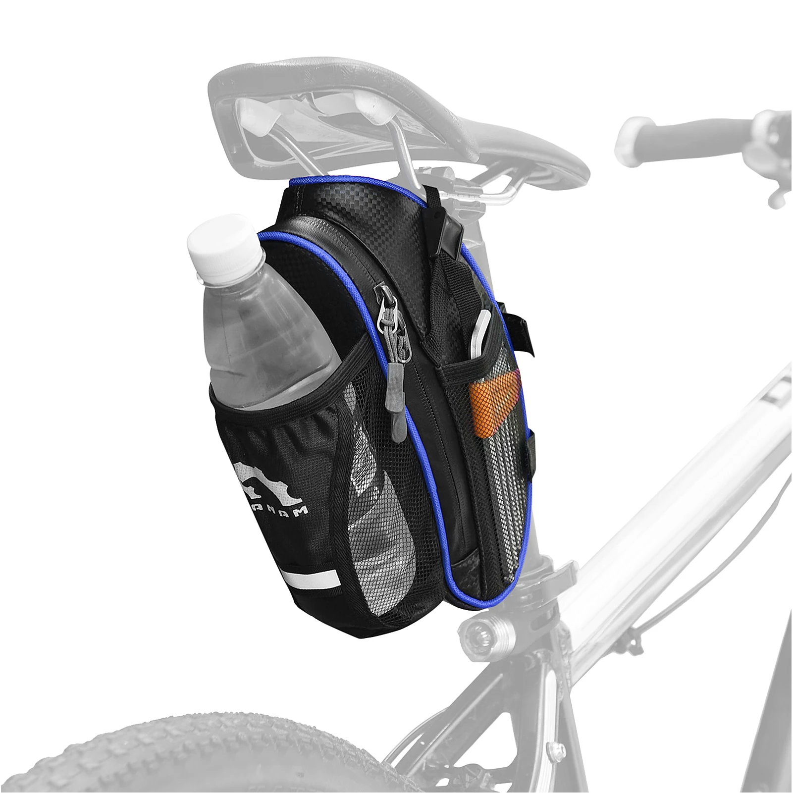 YSANAM Bike Bag Reflective Bike Saddle Bag with Water Bottle Pouch MTB Bicycle Bag Panniers Bicycle Accessories