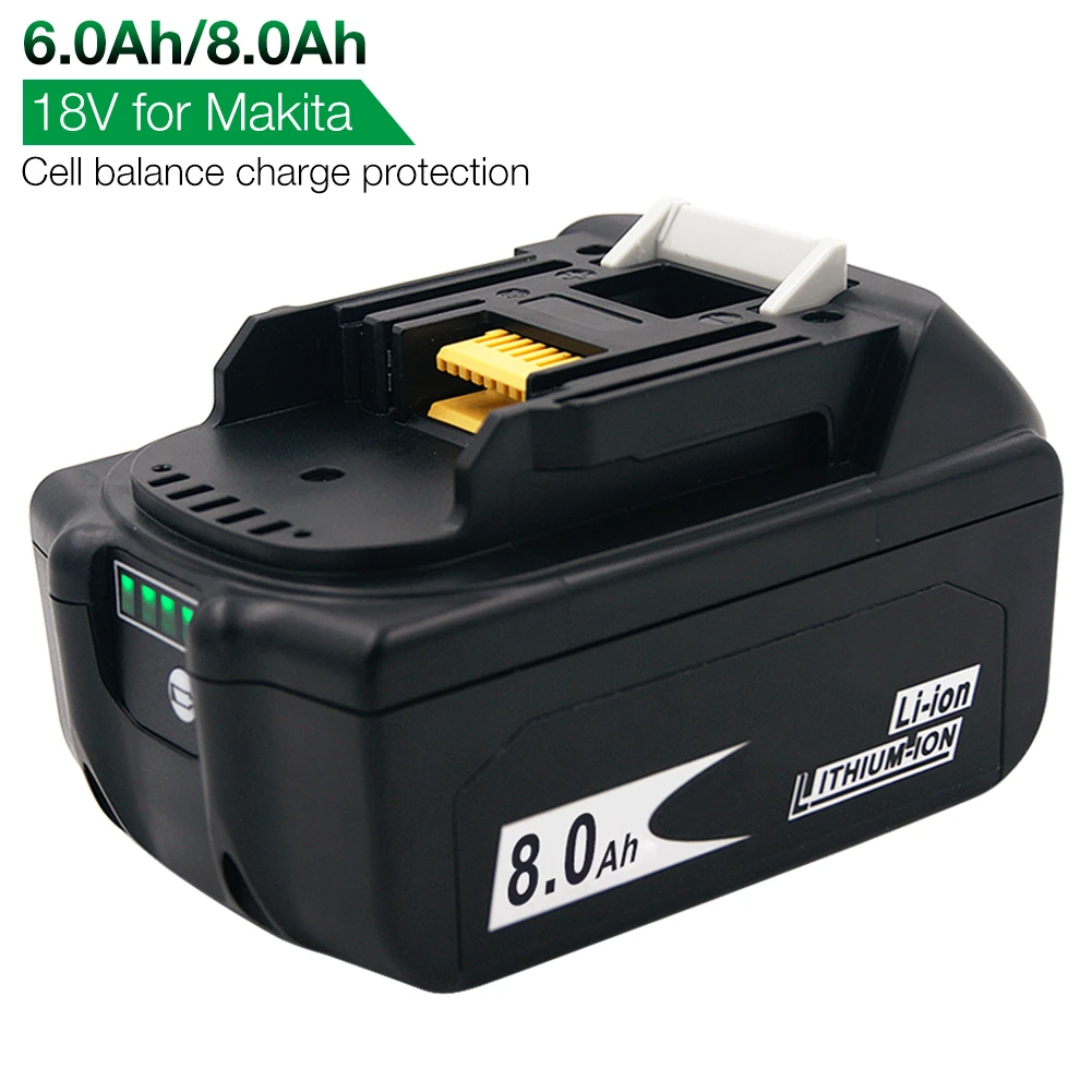 Newest Version BL1860 BL1880 18V 6000mAh 8000mAh Li-ion Cordless Power Tool Rechargeable Battery for Makita BL1830 BL1840 BL1850