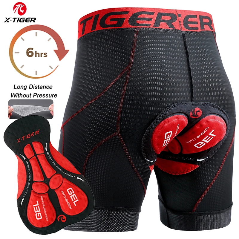 X-Tiger Breathable Cycling Shorts Mesh Men's Cycling Underwear 5D Gel Pad Shockproof MTB Shorts Mountain Racing Bike Underwear
