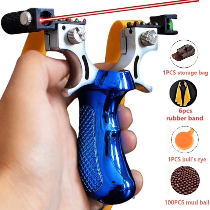 Powerful Outdoor Hunting Game Catapult The New Laser Aiming Slingshot Resin Material Flat Rubber Bands To Choose From 4 Colors