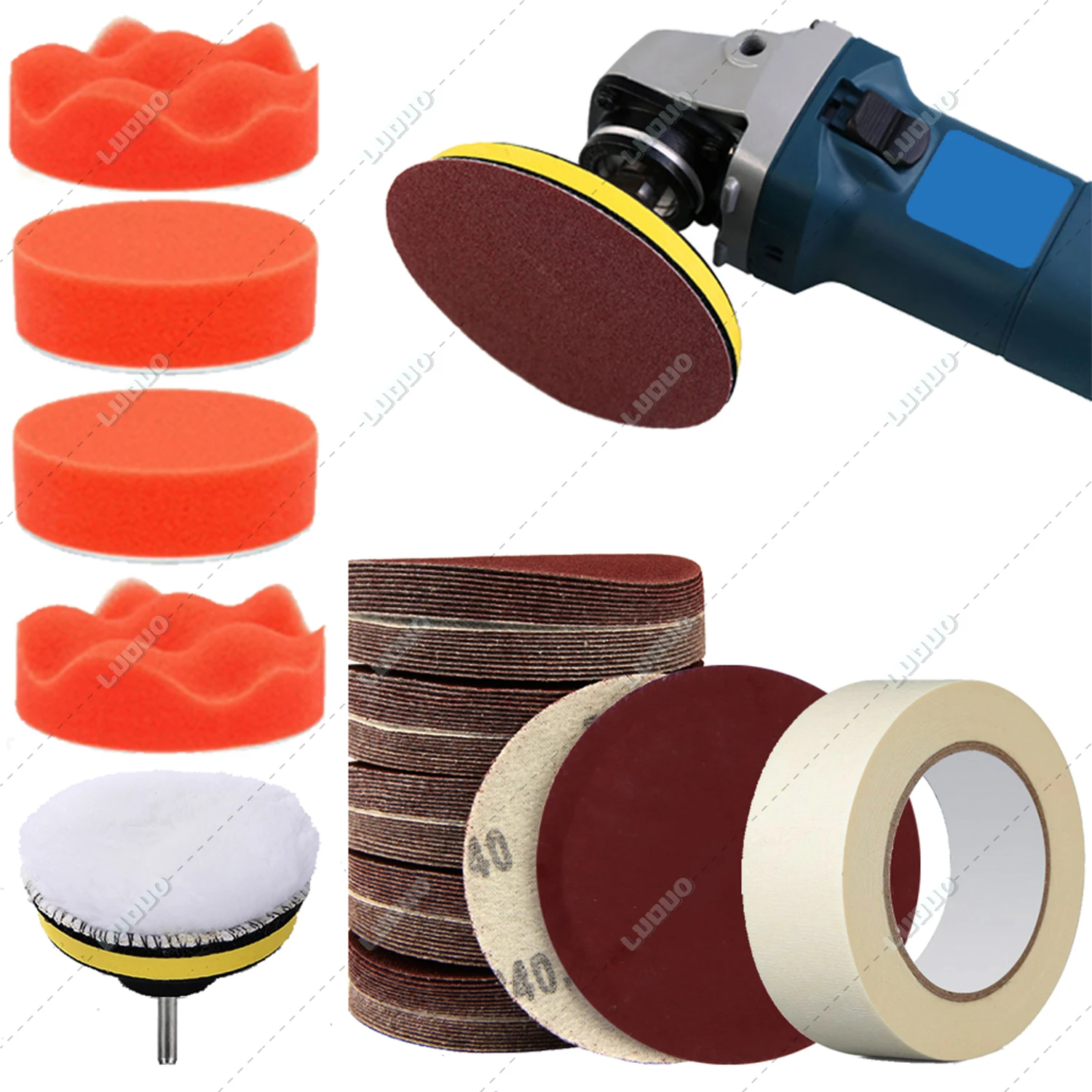 Car Polishing Kit 7pcs 3 Inch Polish Pad Car Polish Buffing Pad Abrasive Disc Sponge Foam Pads Polisher For Headlight Refurbish