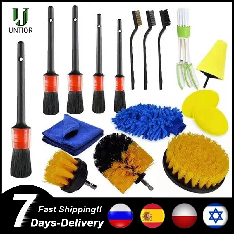 Detailing Brush Set Car Cleaning Brushes Power Scrubber Drill Brush For Car Leather Air Vents Rim Cleaning Dirt Dust Clean Tools