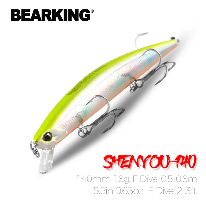 BEARKING 140mm 18g Hot fishing lures assorted colors minnow crank move weight system wobbler model crank Artificial bait