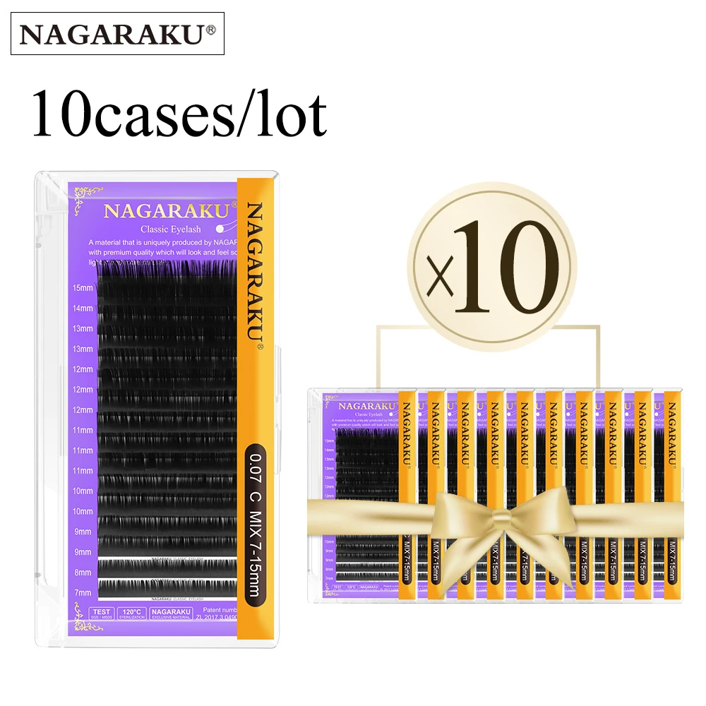 NAGARAKU Eyelashes Maquiagem 10 Cases Mink Lashes Individual Eyelash High Quality Soft Natural Light False Eyelashes Premium