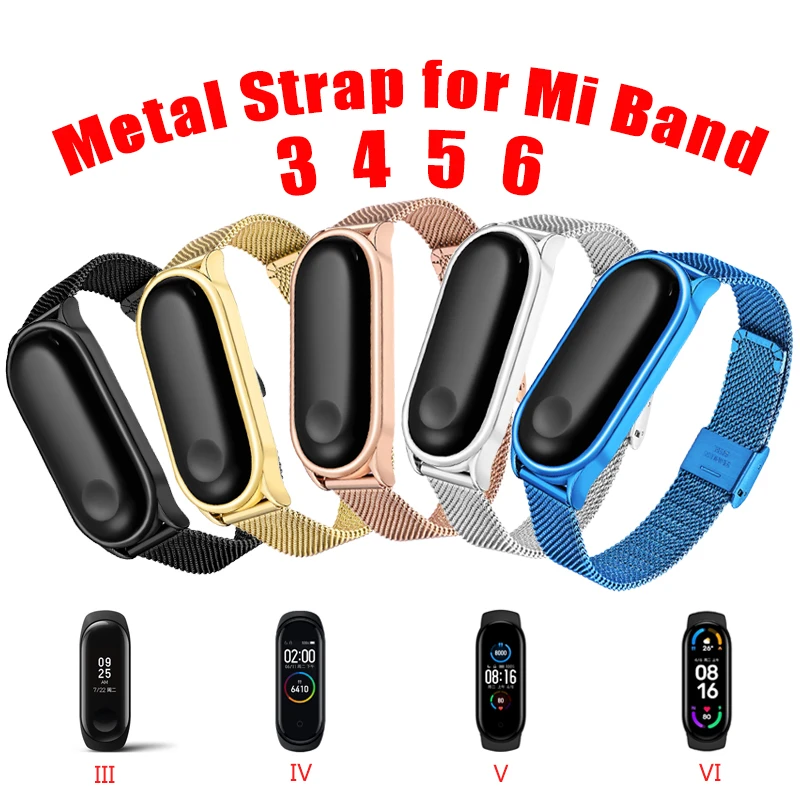 Metal Strap For Xiaomi Mi Band 6 5 4 3 Bracelet Smart Watch Band for Miband 4 Replacement Pulseira for Xiomi MiBand 5 Wristband