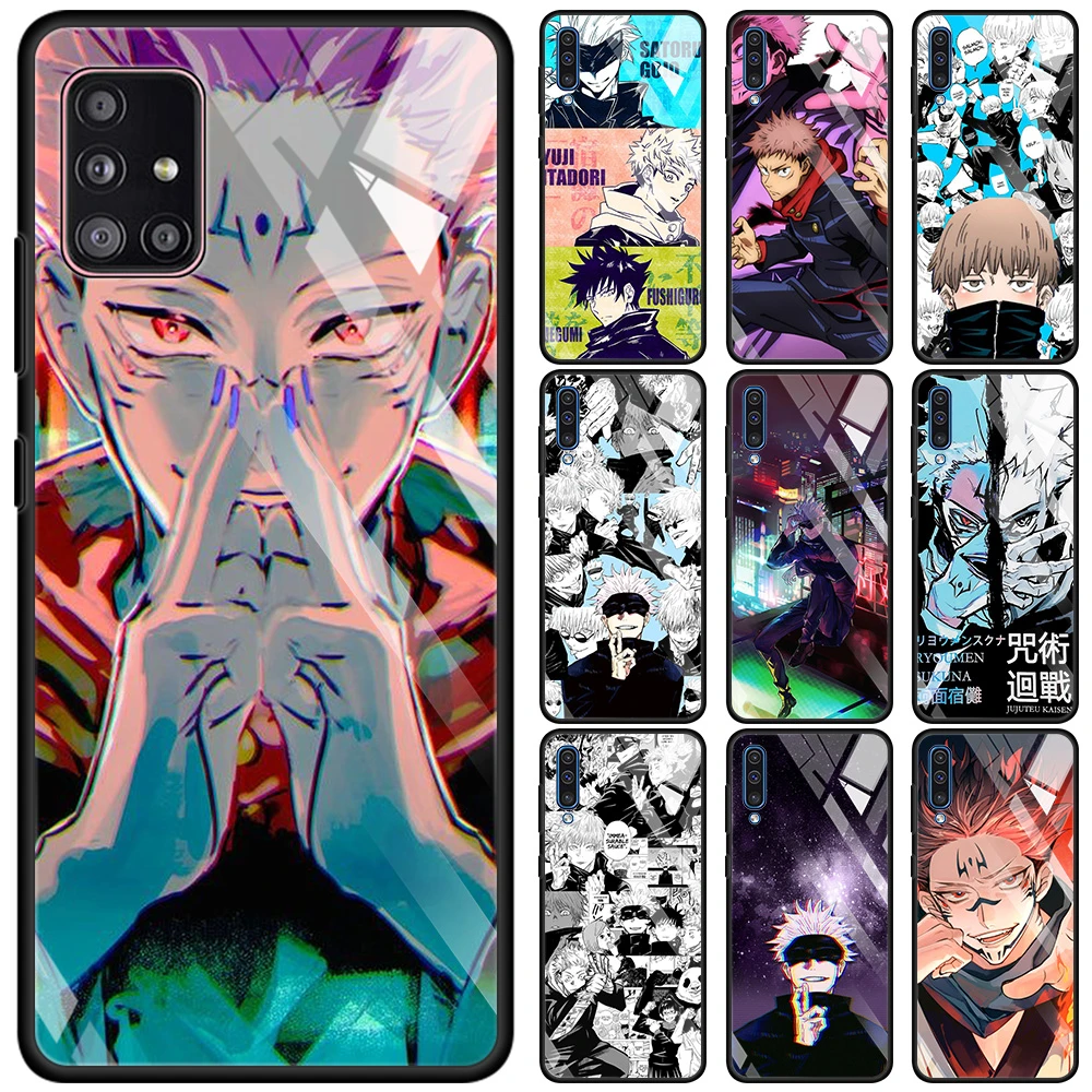 Tempered Glass Case Coque For Samsung Galaxy A50 A51 A71 A21s A10 A20 A31 A41 A72 M21 M31 M51 Cover Fundas Jujutsu Kaisen Anime