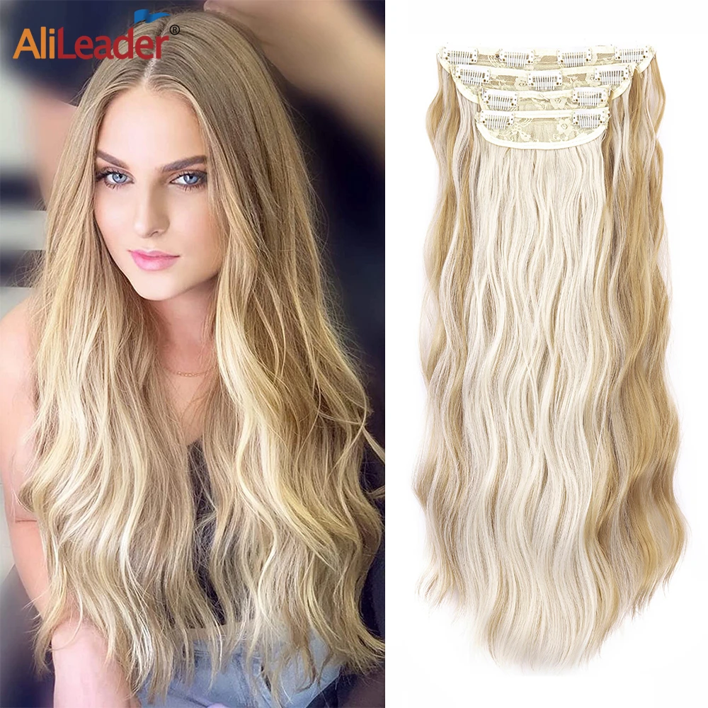 Alileader Cheap One Clip In Hair Synthetic Long Straight Clip Hairs Extensions Ombre One Clip In Hair Fake Hairs For Style Girls