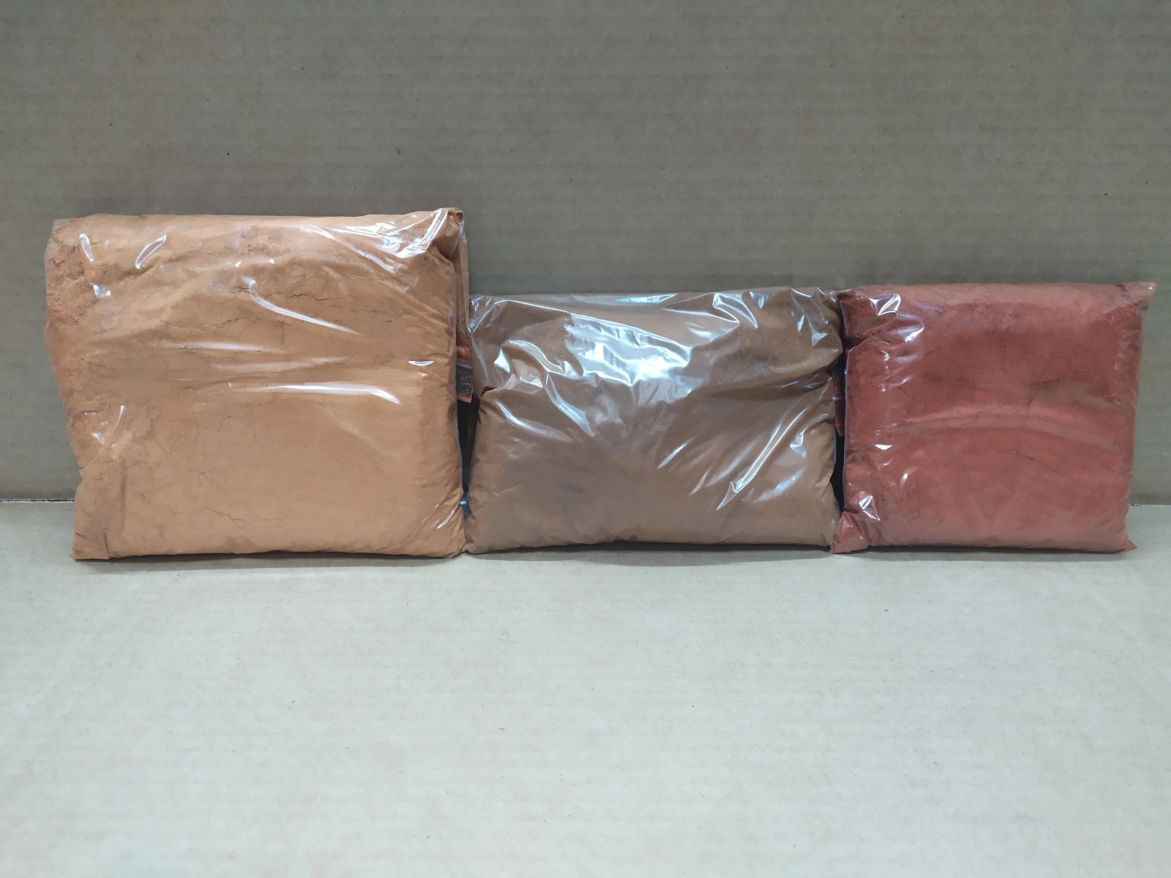 A set of coloring pigments (red, orange, brown for 500 gr.), pigments for concrete, dyes for concrete, colors for concrete