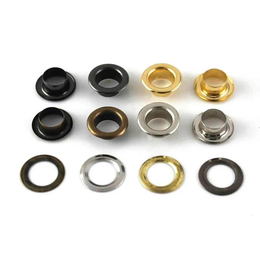 100sets 6mm Brass Eyelet with Washer Leather Craft Repair Grommet Round Eye Rings For Shoes Bag Clothing Leather Belt Hat