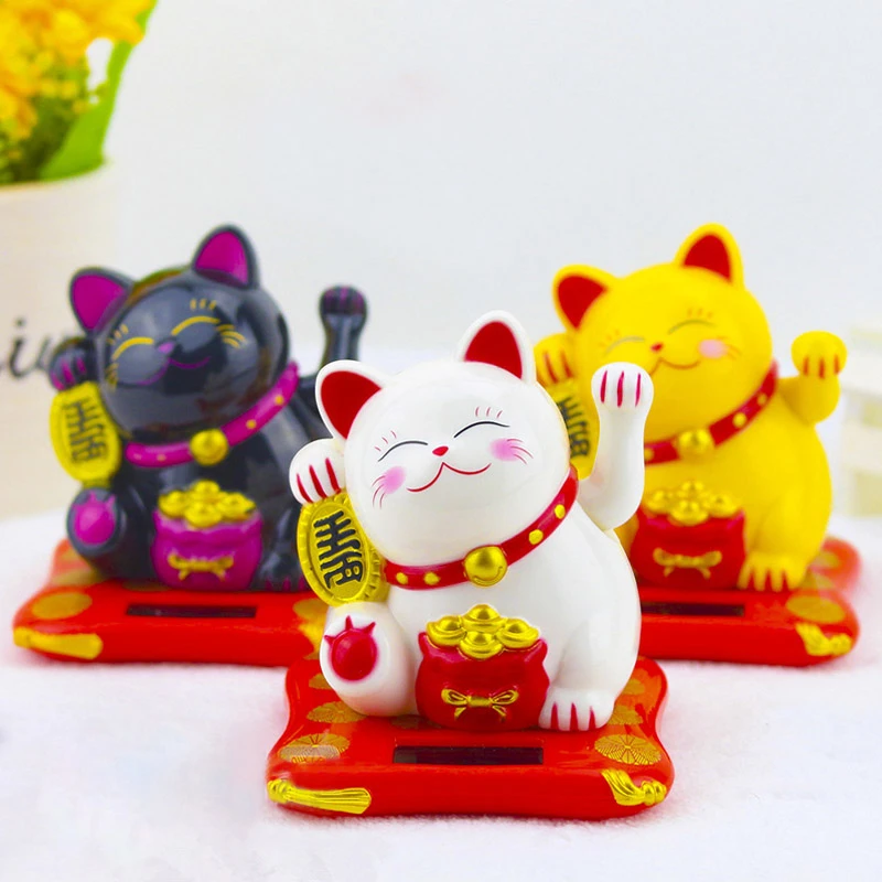 1pcs/pack  Birthday Gift Checkout Counter Decor Japanese/Chinese Style Wealth Shaking Hands Lucky Cat Waving Cat Oranment