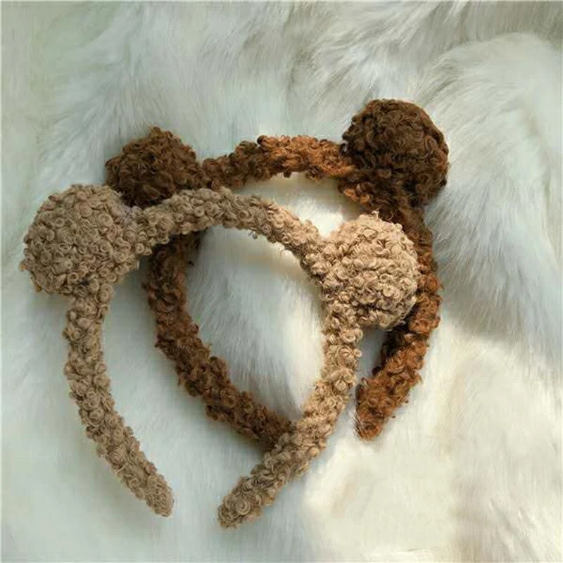 New Gils Cute Plush Bear Rabbit Ears Headband Autumn Winter Head Hoop Cartoon Girls Kid Hairband Headdress Hair Accessories