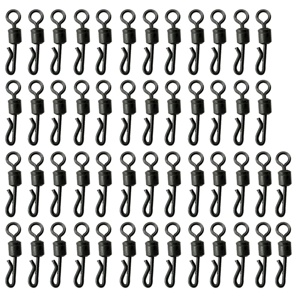 25/50/100pcs Large Long Body Q-Shaped Black Quick Change Swivels for Carp Fishing Accessories 4# Fishing Terminal Tackle