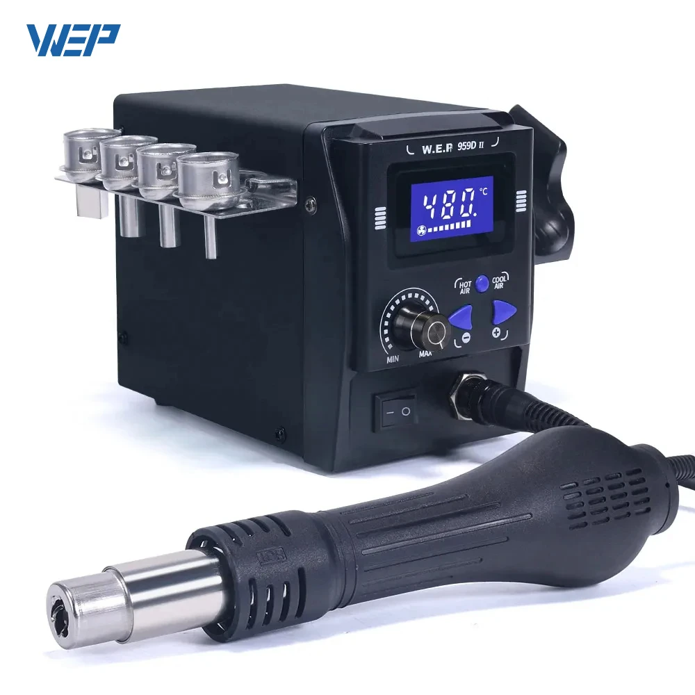 WEP 858D Hot Air Gun Soldering Station SMD Solder Station Temperature 500 Digital Display Desoldering Station BGA Rework Station