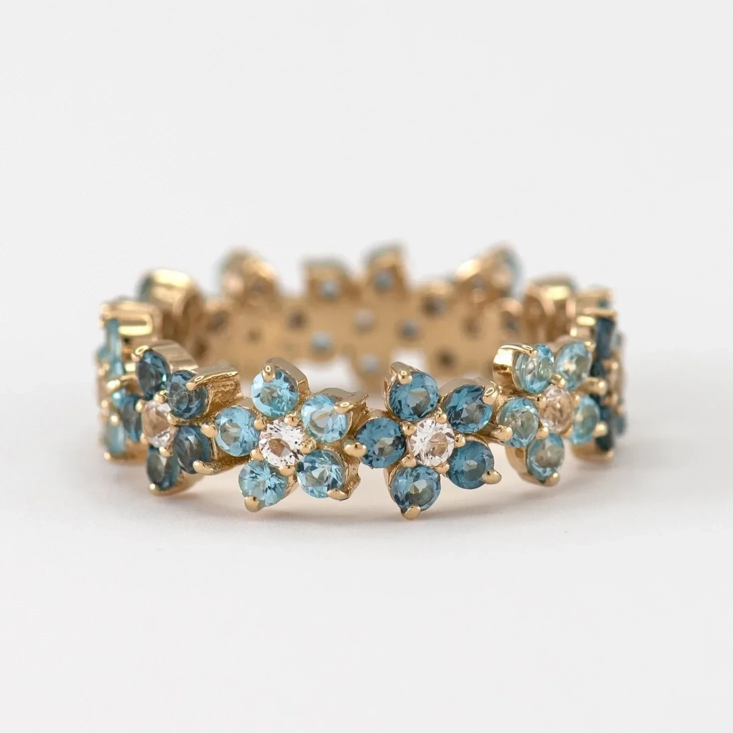 Milangirl Elegant Exquisite Blue Zircon Plum Flower  Infinity Floral Rings for Women Love Wedding Ring Jewelry
