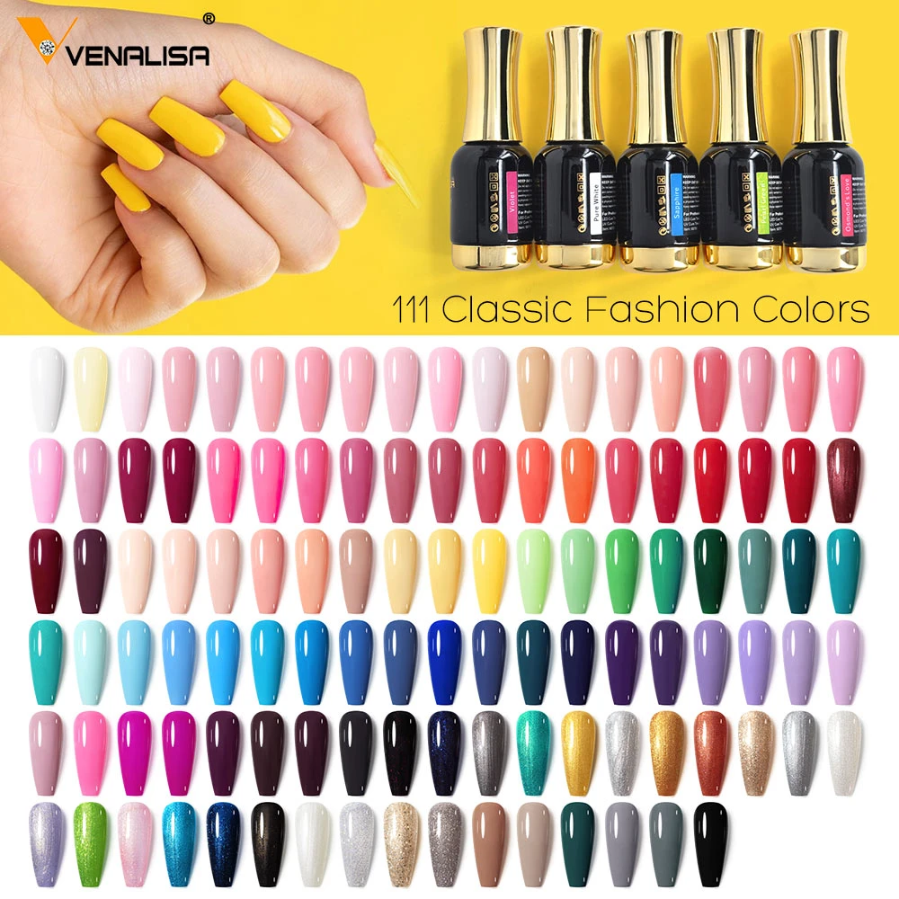 12ml Gel Varnish Nail Art hot sale Colors VENALISA Soak off Organic Odorless Enamels LED UV Nail Gel color Polish