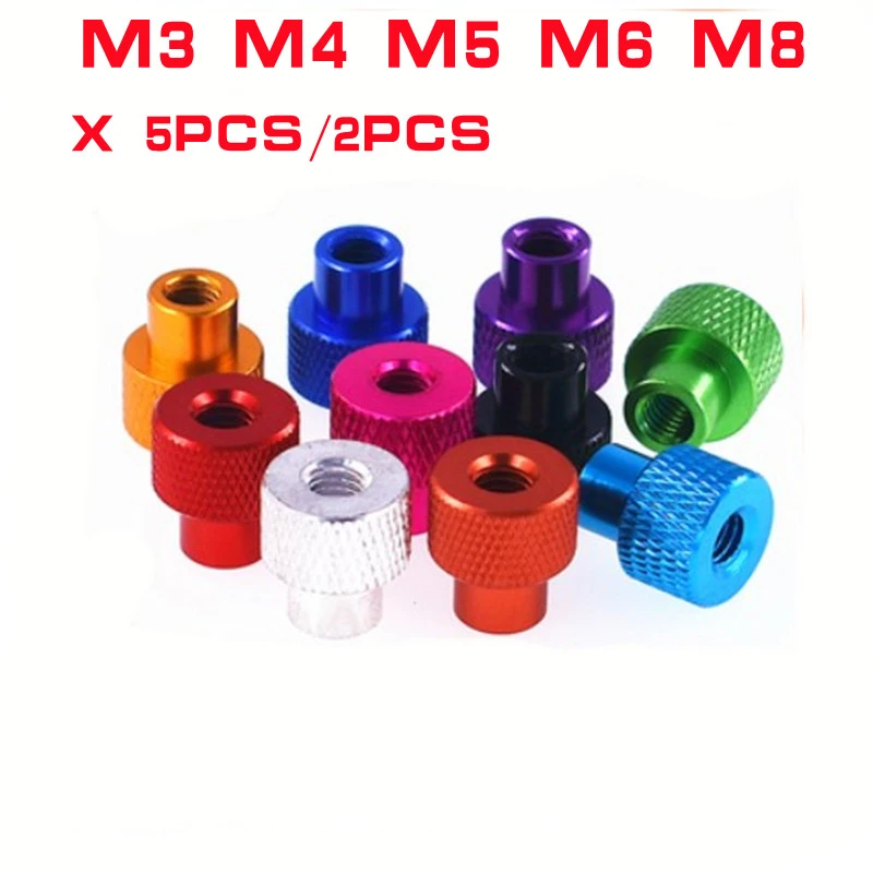 5pcs/lot M3 M4 m5 m6 m8 colourful aluminum  Frame Hand Tighten Flange Nut step knurled thumb nut