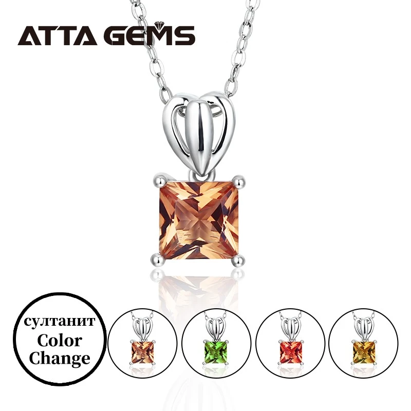 Zultanite Turkish Diaspore Jewelry Silver Pendants Lovely Princess Cut 1 Carats Created Diaspore 925 Pendant for Birthday Gifts