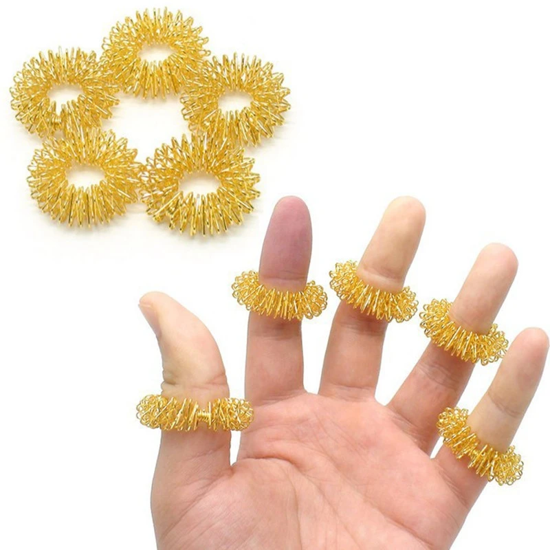 10pcs Finger Ring Toy Stress Relief Sensory Spring Fingers Autism Anti Stress ADHD Toy Kids Finger Acupressure Massage Ring
