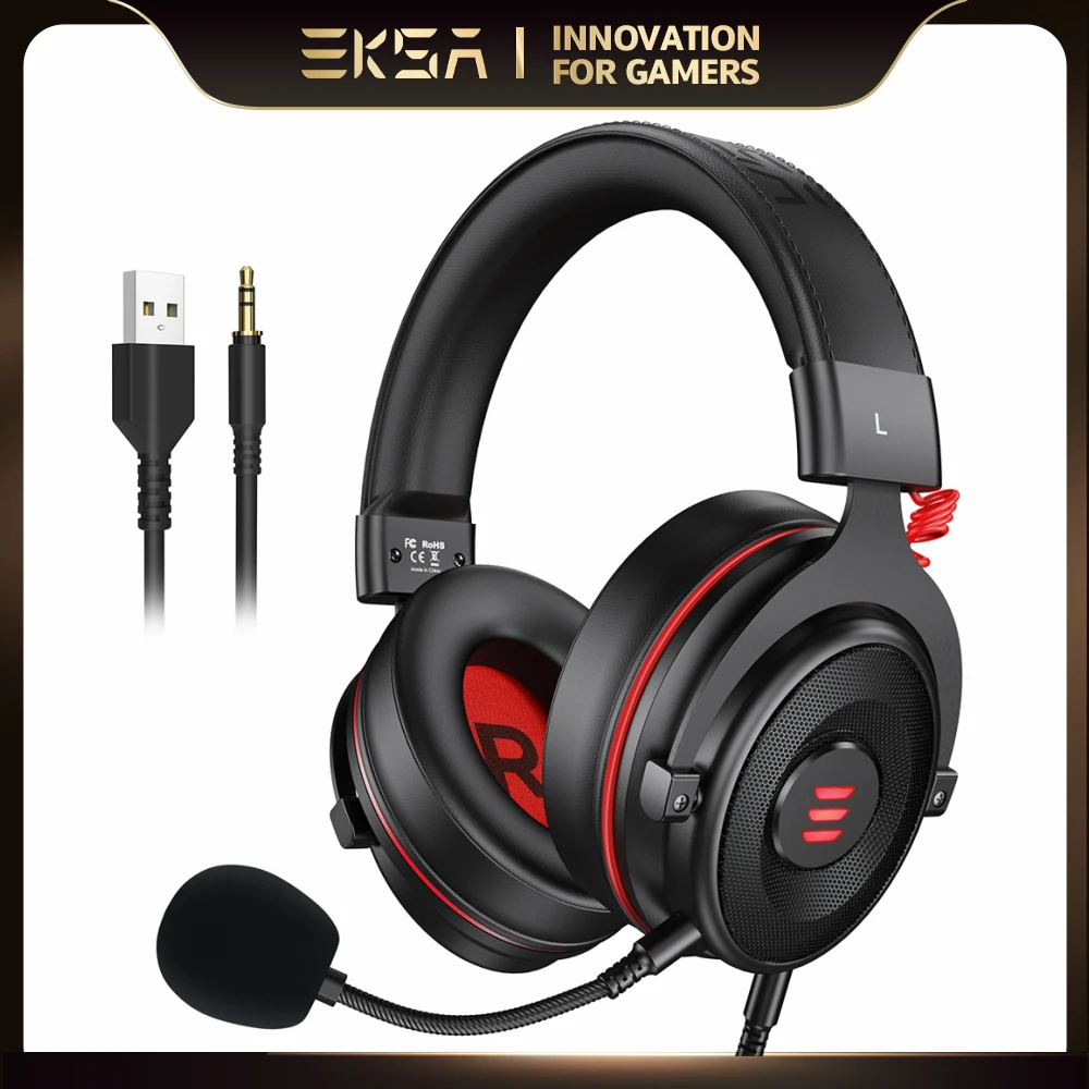 EKSA Gaming Headset with Microphone E900/E900 Pro 7.1 Surround Headset Gamer 2IN1 Wired Headphones For PC PS4 Xbox one Earphones