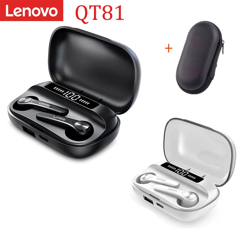 Lenovo QT81 QT82 TWS Wireless Headphone Stereo Sports Waterproof Earbuds Headsets with Mic Bluetooth-compatible Earphones Call