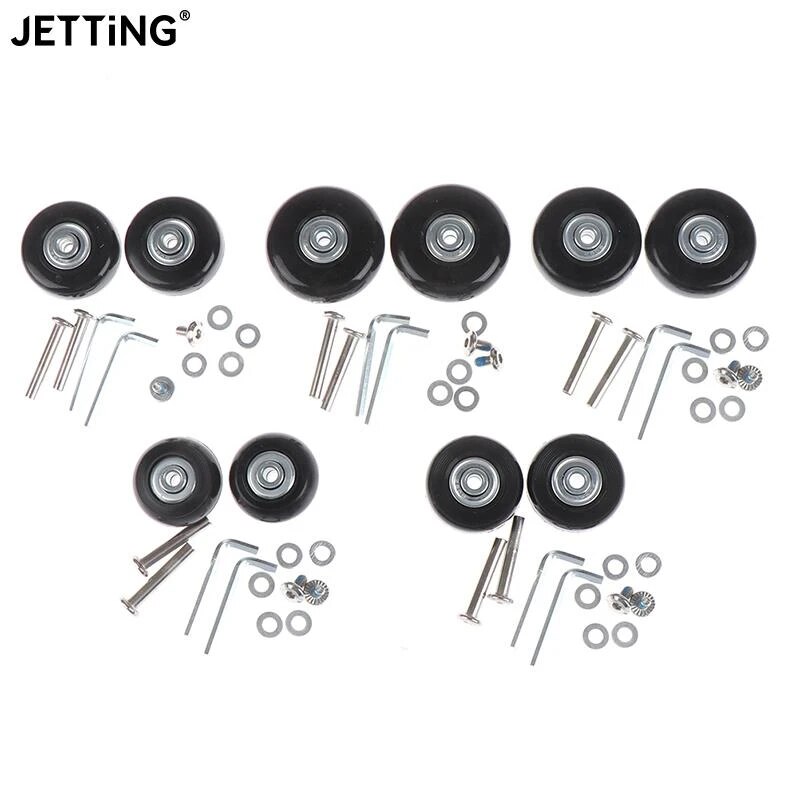 1set Luggage Wheel Suitcase Replacement Wheels Axles Deluxe Repair Rubber Travel Luggage Wheel Black with Screw 40mm-54mm