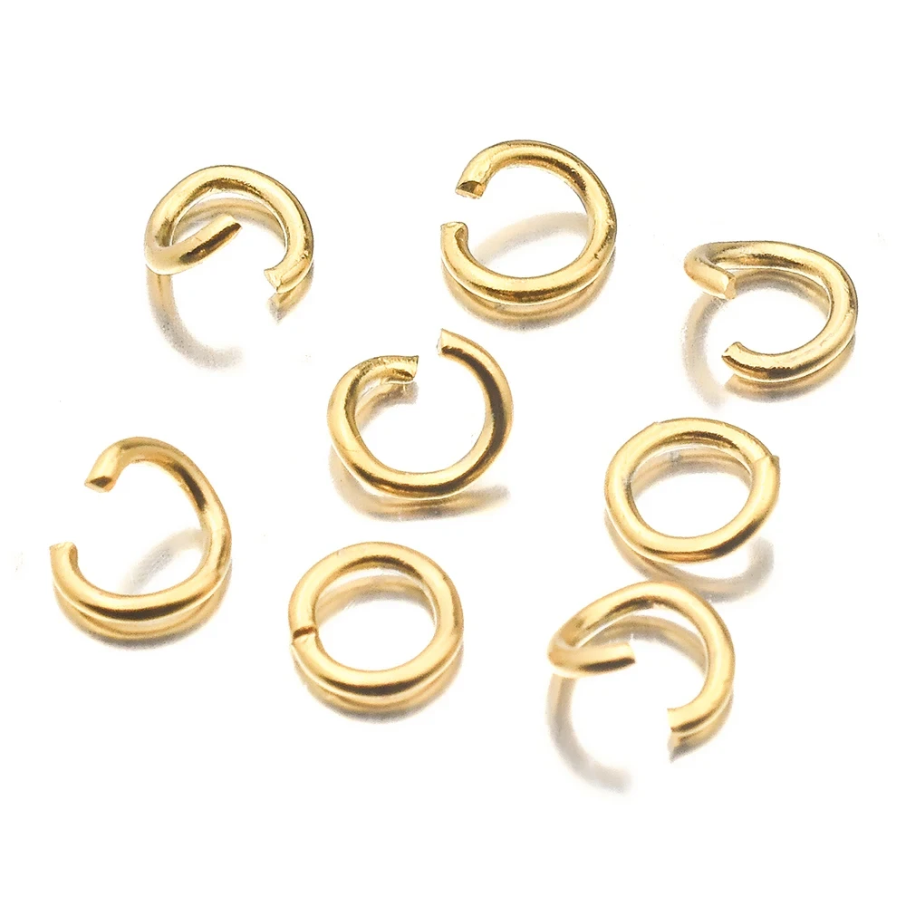 Aiovlo 100pcs/lot Gold Stainless Steel Open Jump Rings Direct 4/5/6mm Split Rings Connectors for DIY Ewelry Findings Making