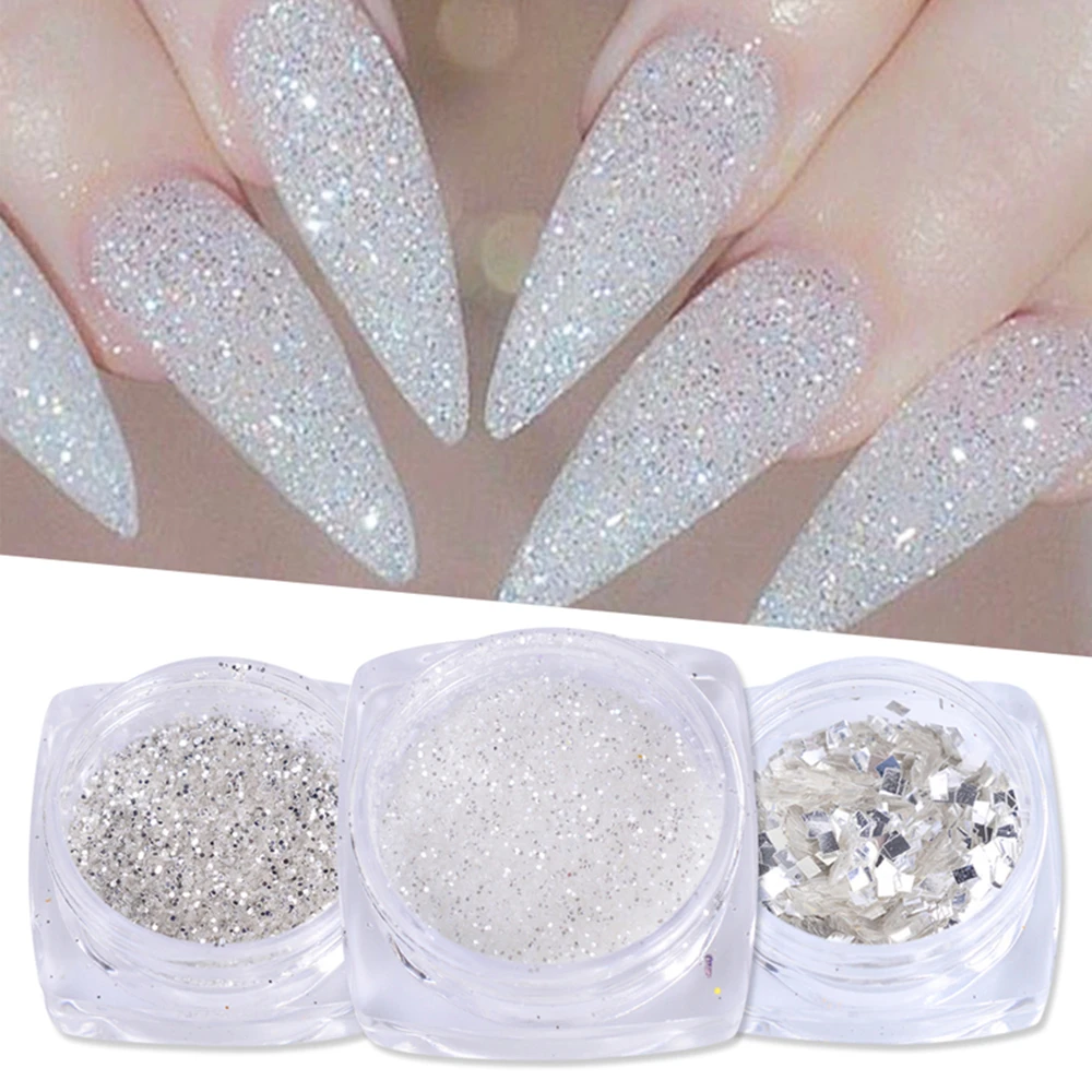 1g Nail Art Glitter Sequins 3D Gold Silver Hexagon Sequins Sparkly Flakies Rhinestone Sandy Powder Dust For Manicure JIS01-04-1