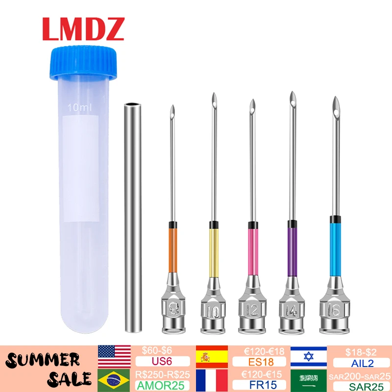 LMDZ 5Pcs Embroidery Stitching Punch Needle  Sewing Tool Set 9# 10# 12# 14# 16# With Needle Bottle Embroidery DIY Tools