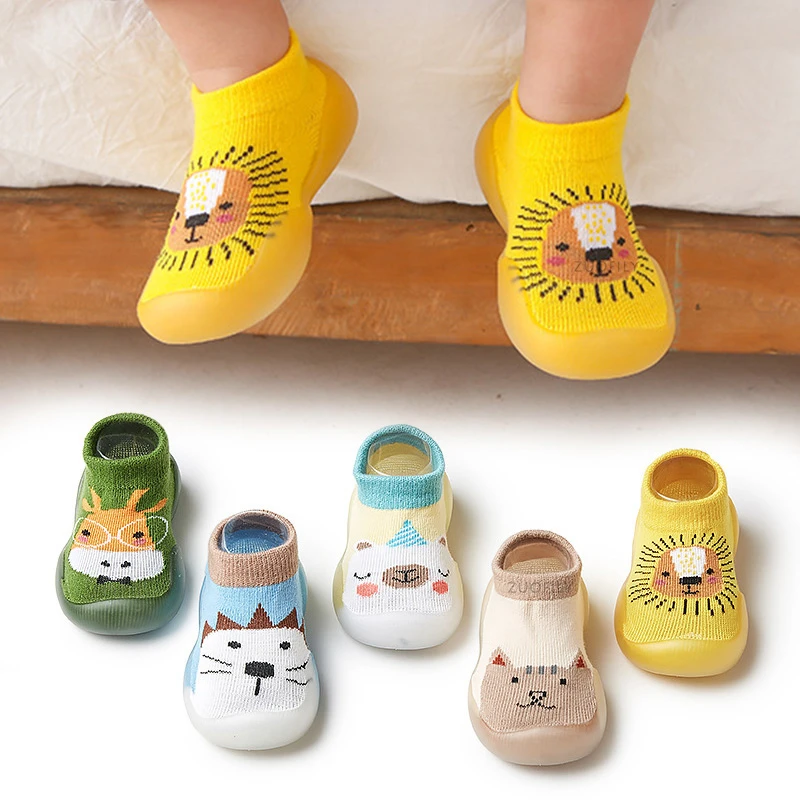 Baby Sock Shoes Anti-slip Spring Autumn Cartoon Animal Breathable Shoes Baby Girl Baby Boy Soft TPE Sole Baby Boy Casual Shoes