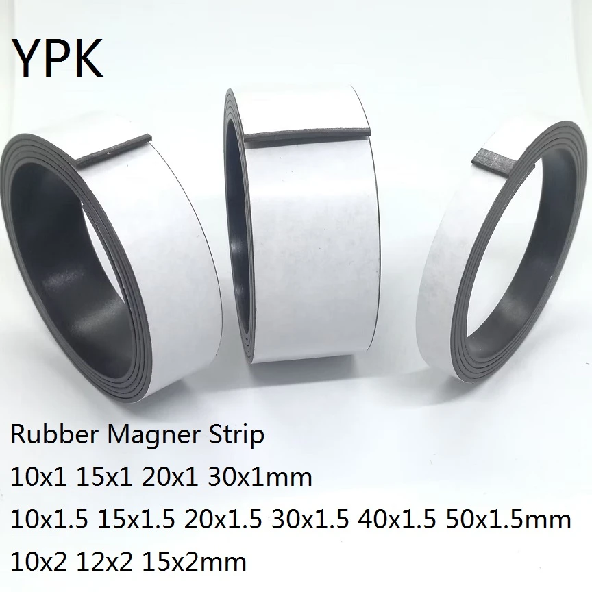 1Meter/LOT Rubber Magnet 10*1 15*1 20*1 30*1 mm self Adhesive Flexible Magnetic Strip Tape 10mm/15mm/20mm/30mm thickness 1-2mm