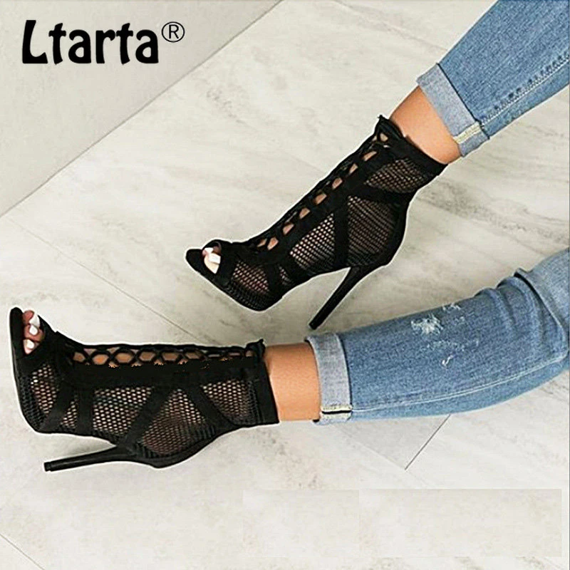 LTARTA  2021 New women's High Heels Sandals Sandals With Buckle Gold Silver Wedding Shoes Large Size 43 female Heels shoes ZL