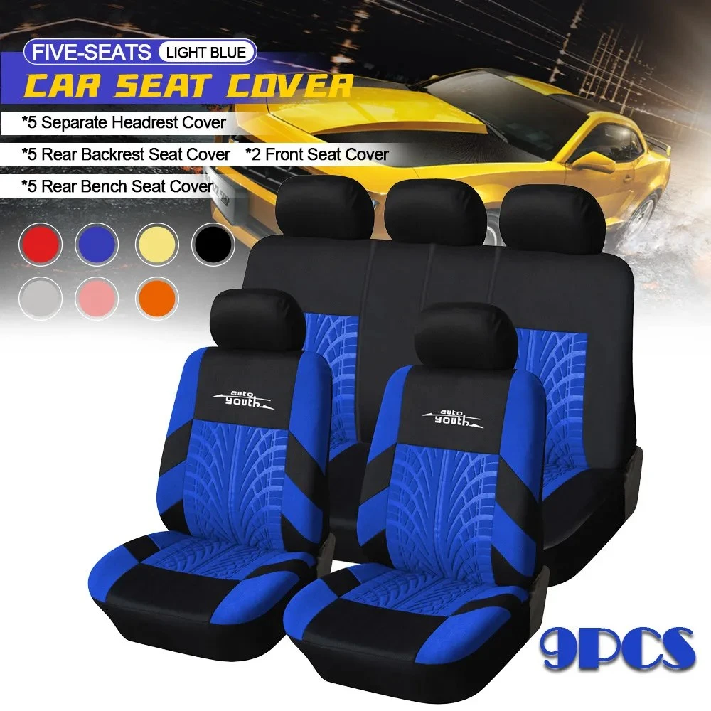 AUTOYOUTH 3 Colour Track Detail Style Car Seat Covers Set Polyester Fabric Universal Fits Most Cars Covers Car Seat Protector