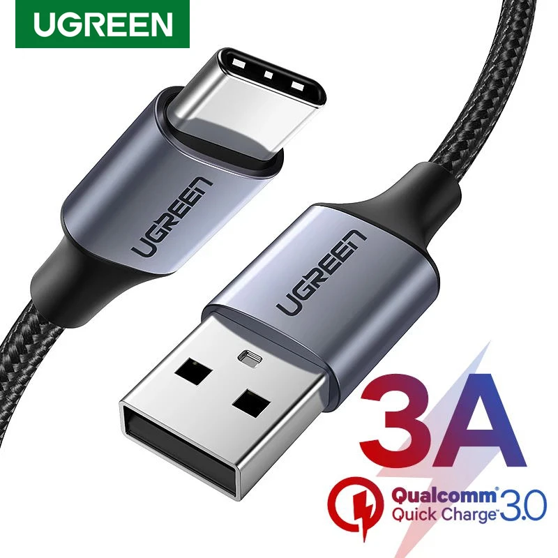 Ugreen 3A USB Type C Cable For Samsung S20 S10 Quick Charge 3.0 USB C Cable Fast Charging Data Phone Charger For Huawei P40 Pro