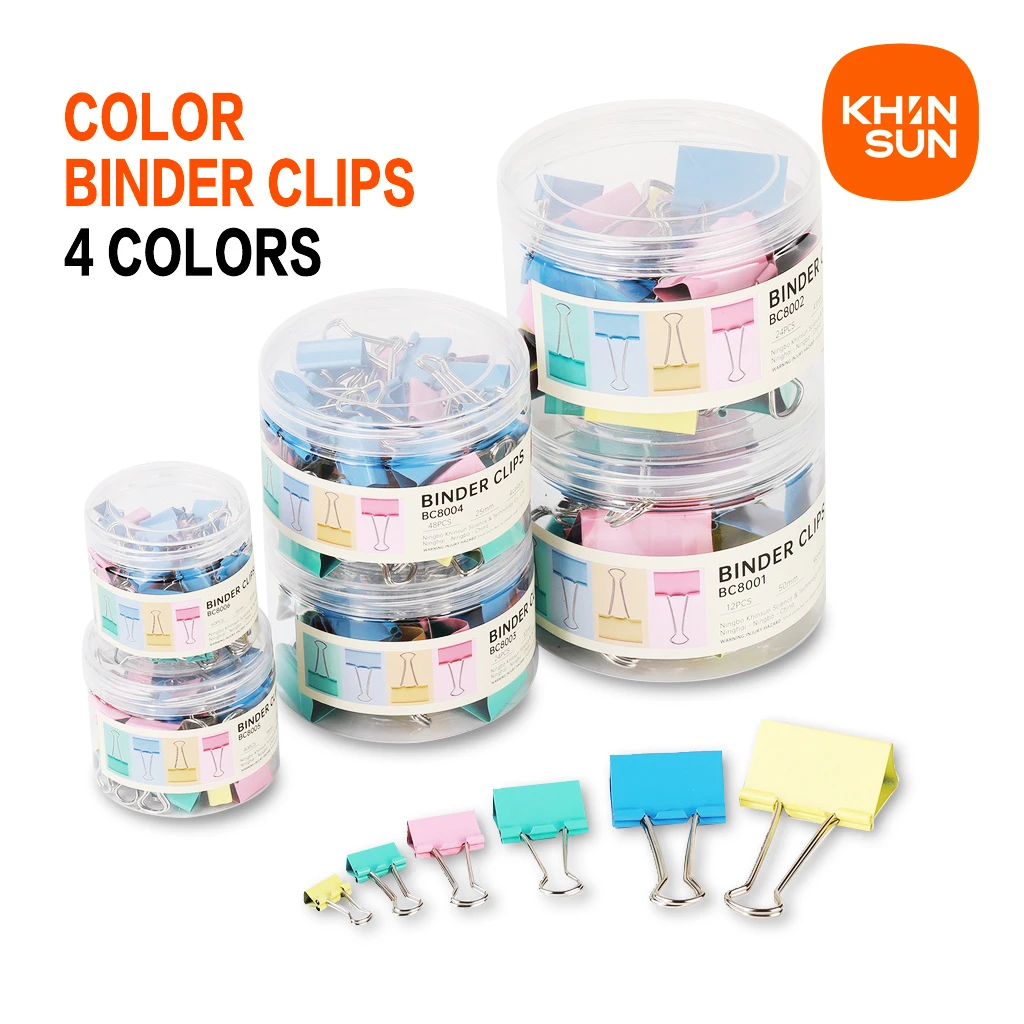 DELI 8557 Color Binder Clips 3 Sizes in Jar for books Files Binding stationery school office supplies Metal Paper Clip